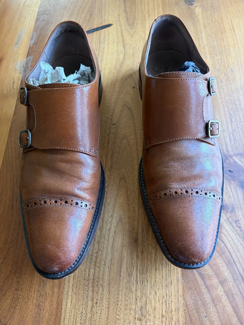 Banana Republic Men’s Brown Leather Double Monk Strap Shoes Size 10